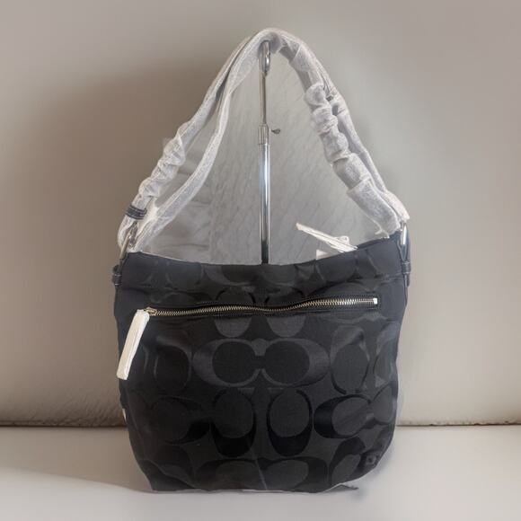 NWT Coach F15067 24CM Signature Duffle Black/Black Canvas Tote - Picture 8 of 12